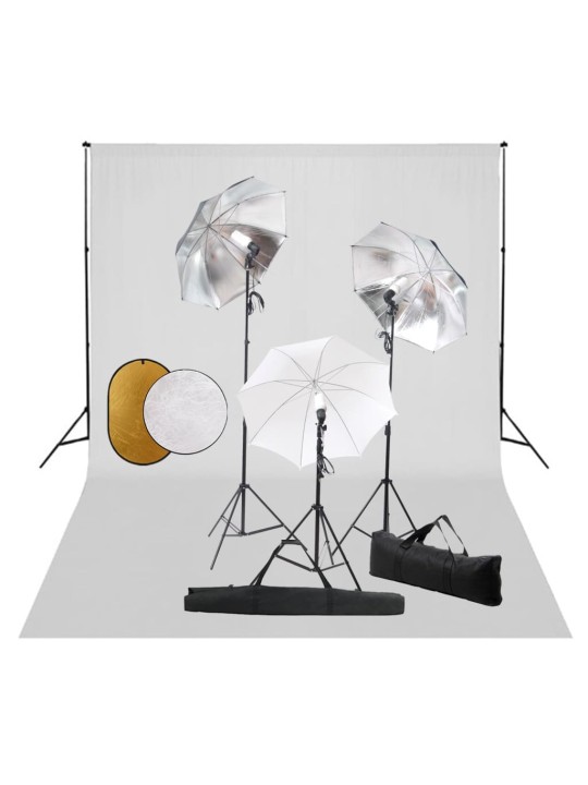 FOTOSTUUDIOKOMPLEKT LAMBID, VIHMAVARI, TAUSTAPILT JA REFLEKTOR