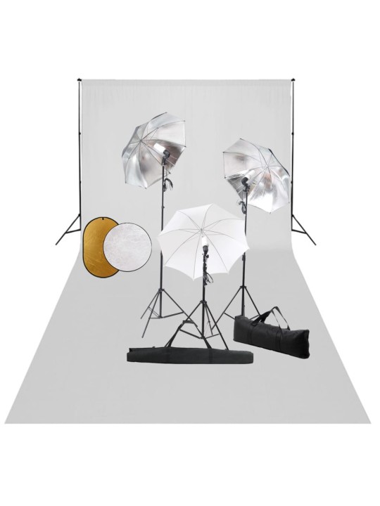 FOTOSTUUDIOKOMPLEKT LAMBID, VIHMAVARI, TAUSTAPILT JA REFLEKTOR