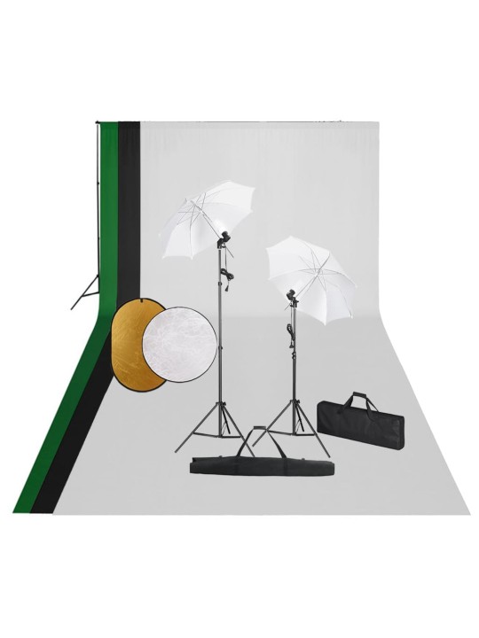 FOTOSTUUDIOKOMPLEKT LAMBID, TAUSTAPILT JA REFLEKTOR