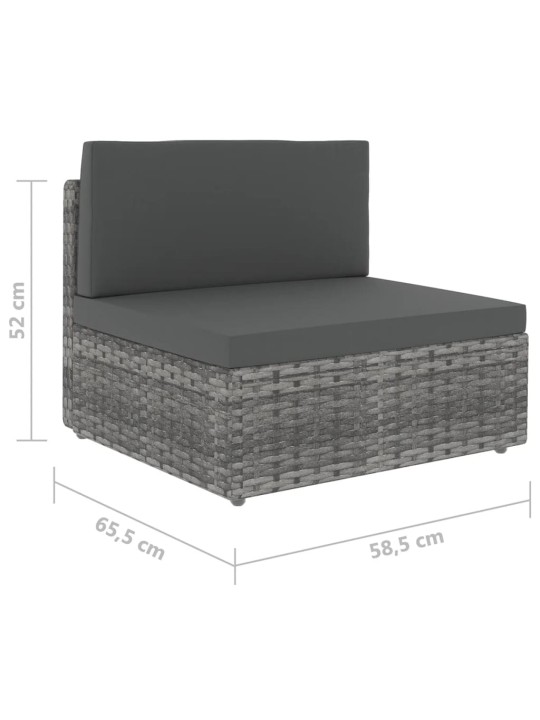 5-osaline aiamööbli komplekt patjadega, hall, polürotang