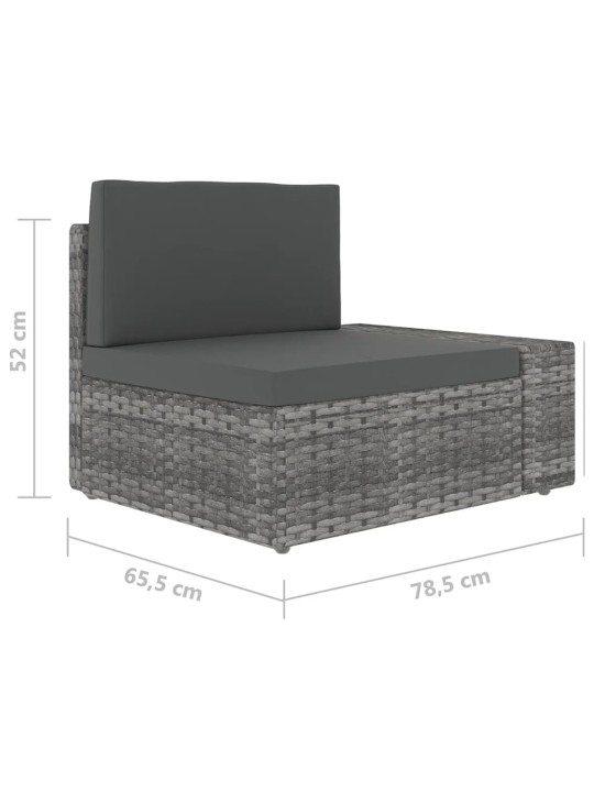 5-osaline aiamööblikomplekt patjadega, hall, polürotang
