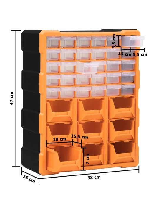 Mitme sahtliga organiseerija 39 sahtliga 38 x 16 x 47 cm