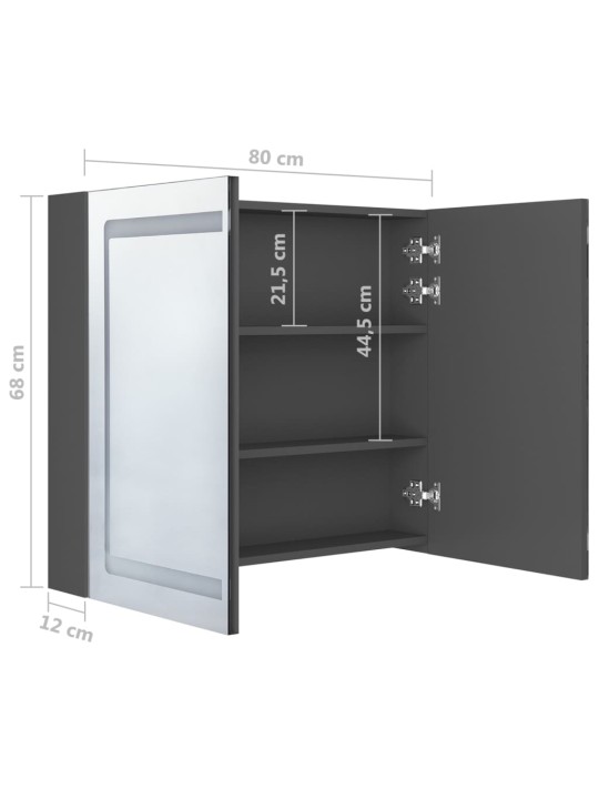 Led vannitoa peegelkapp, hall, 80 x 12 x 68 cm