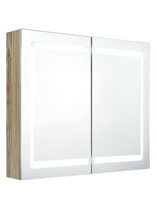 LED vannitoa peegelkapp, tamm, 80 x 12 x 68 cm