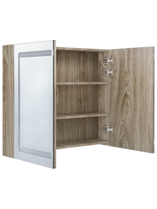 LED vannitoa peegelkapp, tamm, 80 x 12 x 68 cm