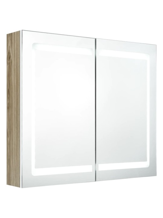 LED vannitoa peegelkapp, valge, tamm, 80 x 12 x 68 cm