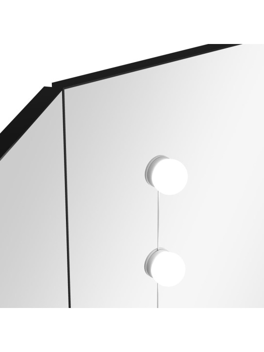 Nurga tualettlaud LED-tulega, must, 111 x 54 x 141,5 cm