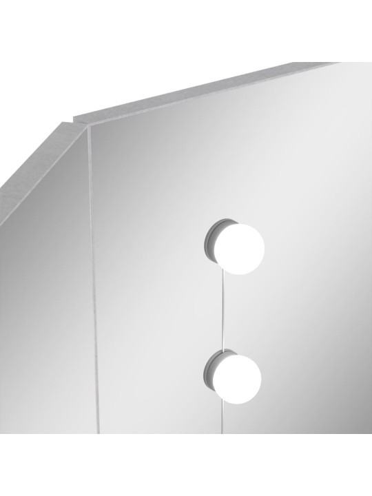 Nurga tualettlaud LED-tulega, betoonhall, 111 x 54 x 141,5 cm