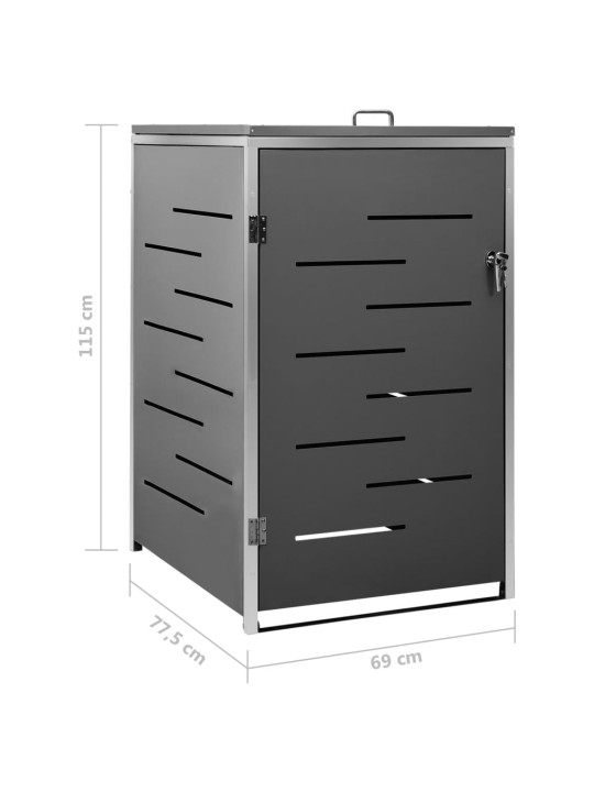 Ühe ratastega prügikasti kuur 69x77,5x112,5cm, roostevaba teras