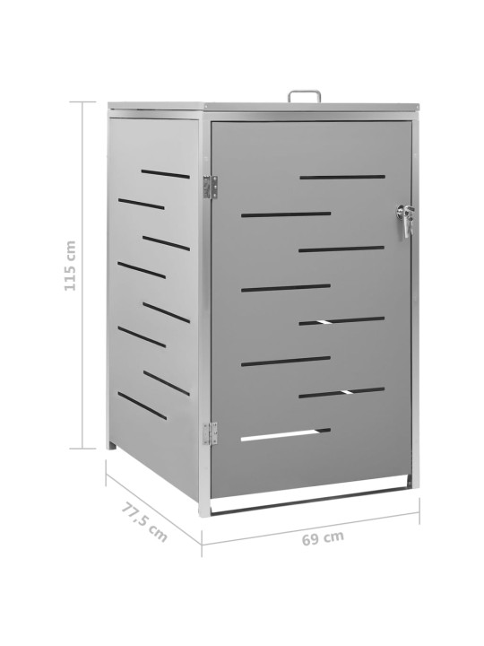 Ühe ratastega prügikasti kuur 69x77,5x112,5cm, roostevaba teras