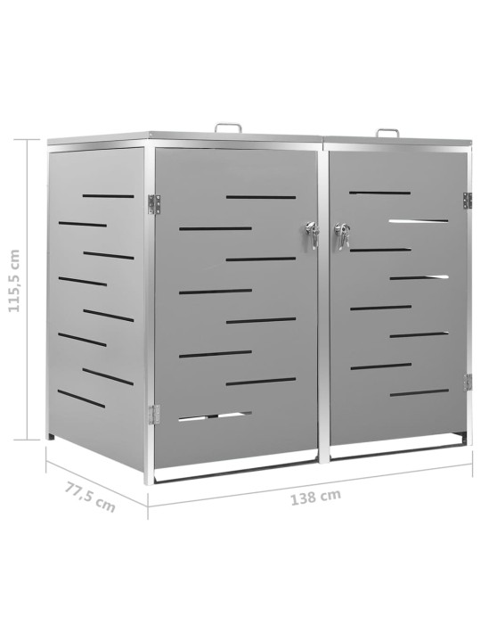 Kahe prügikasti kuur 138x77,5x112,5 cm, roostevaba teras