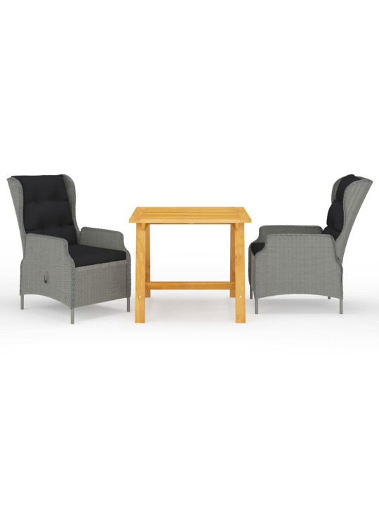 3-osaline aiamööbli söögikomplekt, helehall