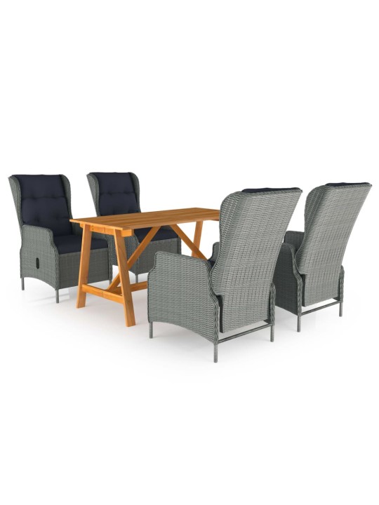 5-osaline aiamööbli söögikomplekt, helehall