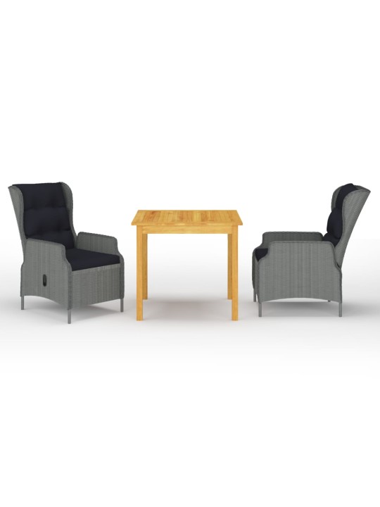 3-osaline aiamööbli söögikomplekt, helehall