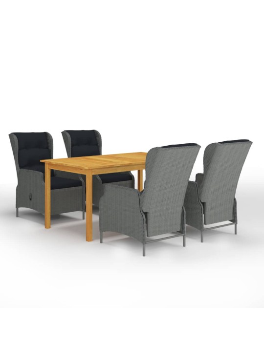 5-osaline aiamööbli söögikomplekt, helehall