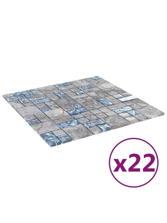 Mosaiikplaadid 22 tk hall sinine 30 x 30 cm klaas