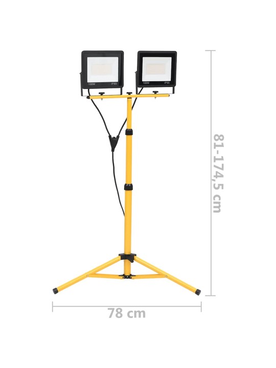 STATIIVIGA LED PROŽEKTOR, 2 X 100 W, KÜLM VALGE
