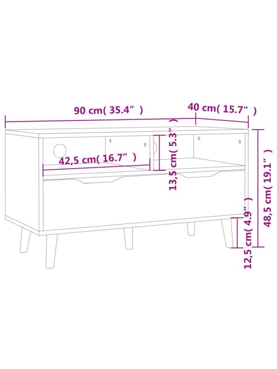 Telerikapp suitsutatud tamm, 90 x 40 x 48,5 cm, tehispuit