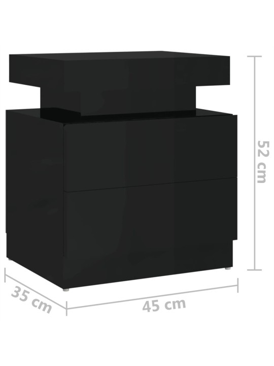 Öökapp, kõrgläikega must, 45 x 35 x 52 cm, puitlaastplaat