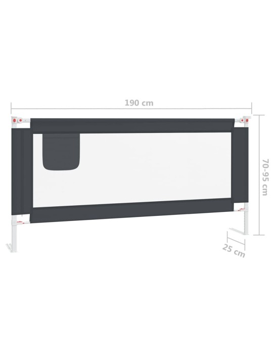 Voodipiire väikelapse voodile, tumehall, 190 x 25 cm, kangas