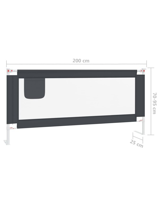 Voodipiire väikelapse voodile, tumehall, 200 x 25 cm, kangas