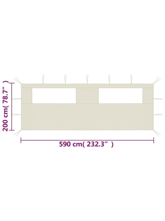 Lehtla külgsein akendega 6 x 2 m kreemjasvalge