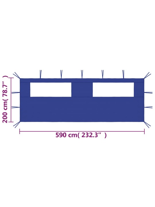 Lehtla külgsein akendega 6 x 2 m sinine