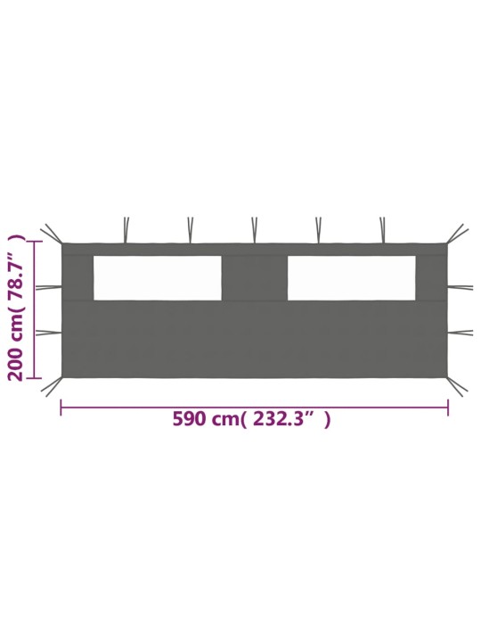 Lehtla külgsein akendega 6 x 2 m antratsiit