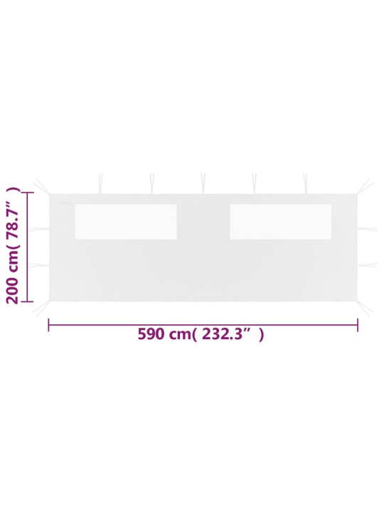 Lehtla külgsein akendega 6 x 2 m valge