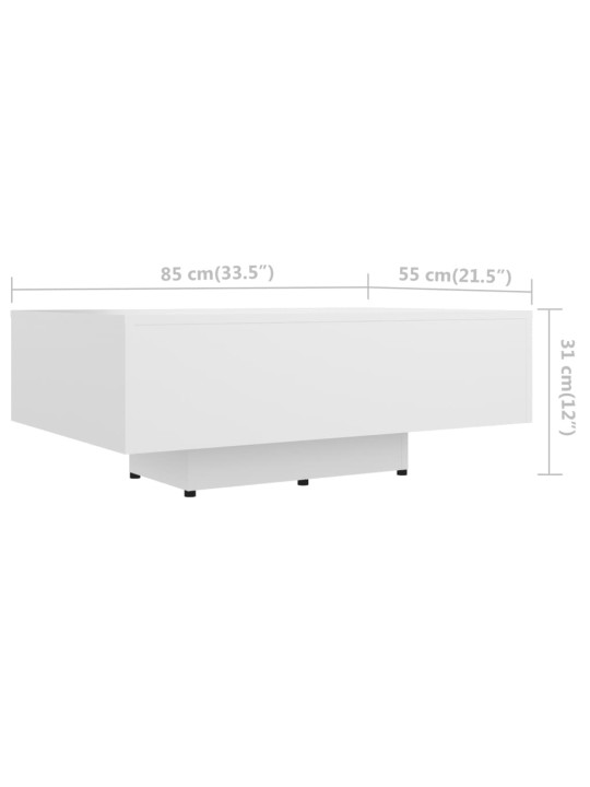 Kohvilaud, valge, 85 x 55 x 31 cm, puitlaastplaat
