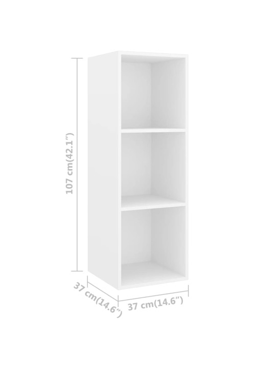 Seina telerikapp, valge, 37 x 37 x 107 cm, puitlaastplaat