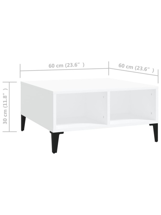 Kohvilaud, valge, 60x60x30 cm, puitlaastplaat