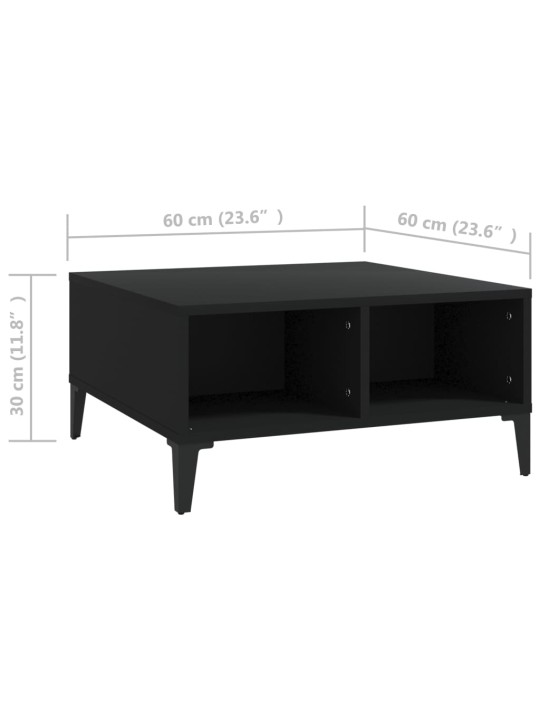 Kohvilaud, must, 60x60x30 cm, puitlaastplaat