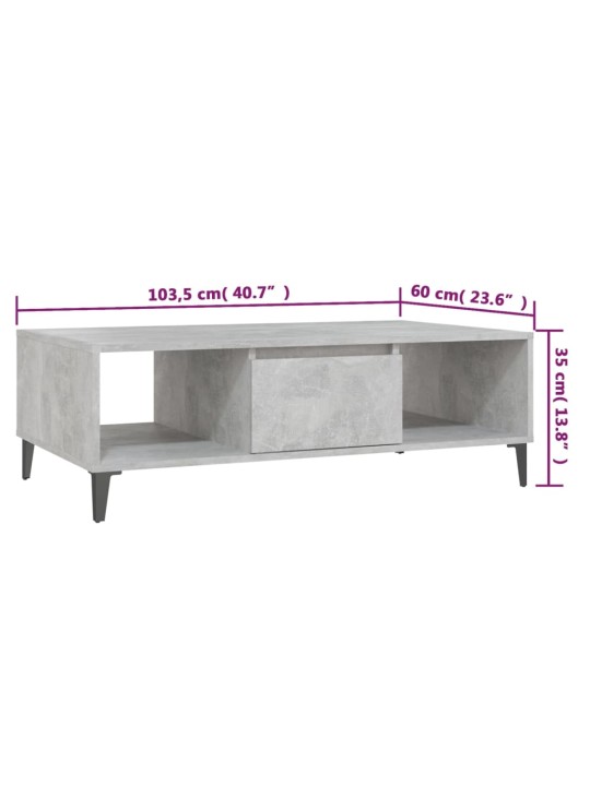 Kohvilaud, betoonhall 103,5x60x35 cm puitlaastplaat