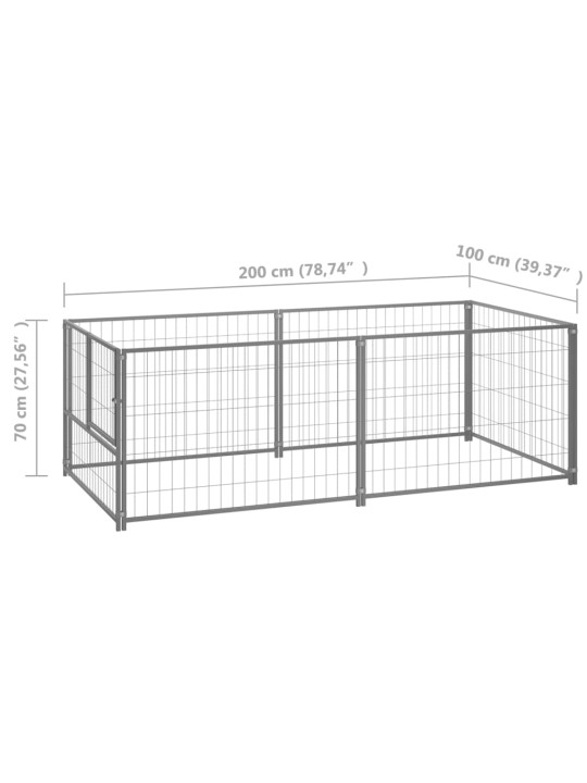 Koeraaedik, hõbedane, 200 x 100 x 70 cm, teras