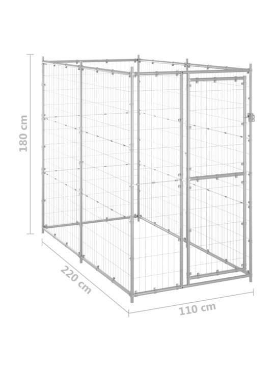 Katusega koeraaed, tsingitud teras, 110 x 220 x 180 cm