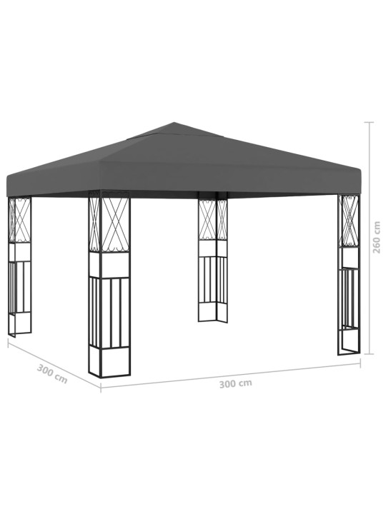 Varjualune, LED-nöörvalgustitega, 3x3 m, antratsiithall kangas