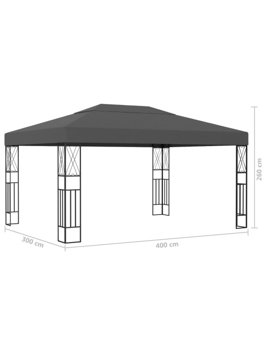 Varjualune, LED-nöörvalgustitega, 3x4 m, antratsiithall kangas