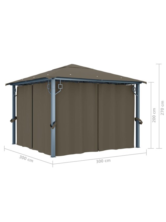 Varikatus, kardin, LED-nöörvalgusti 3x3 m pruunikas alumiinium