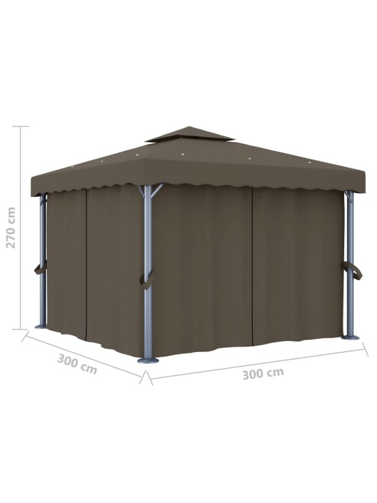 Varikatus, kardin, LED-nöörvalgusti 3x3 m pruunikas