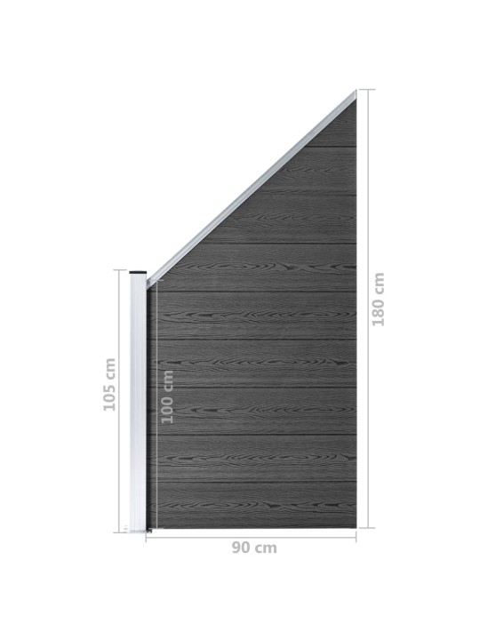 Aiapaneelide komplekt, wpc, 446 x (105-186) cm, must