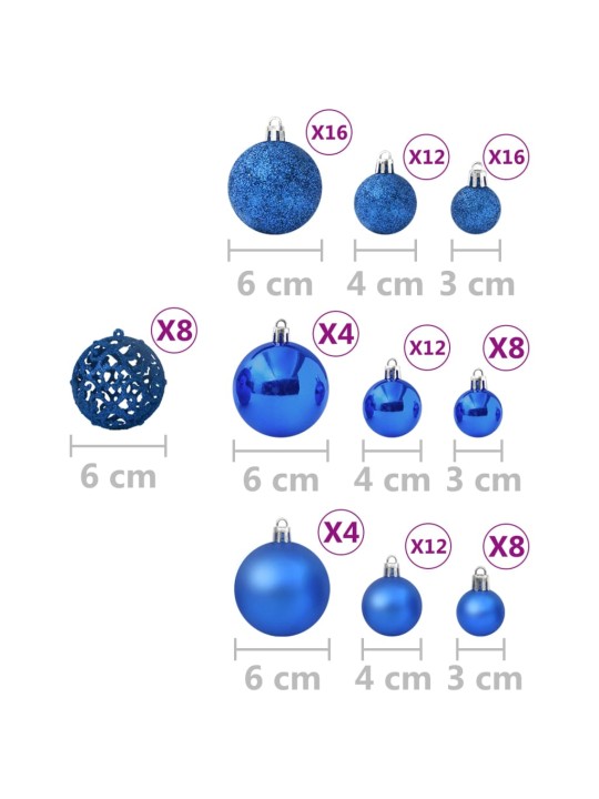 100-osaline jõulukuulide komplekt, sinine
