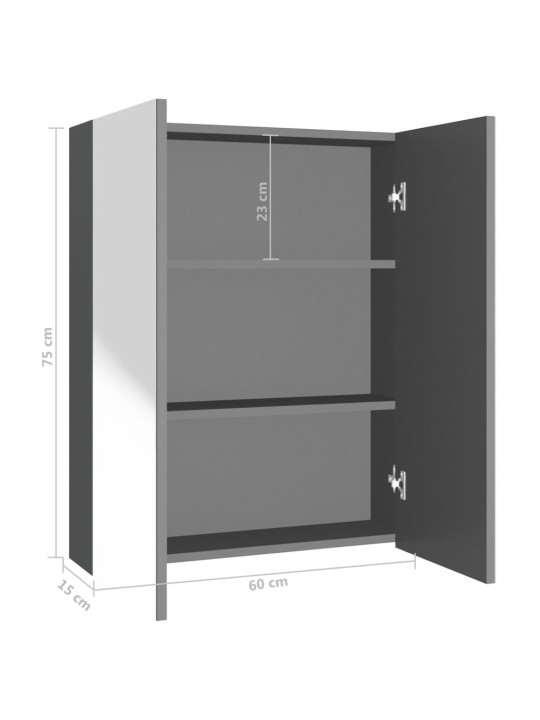 Vannitoa peegelkapp, 60 x 15 x 75 cm, mdf, antratsiit