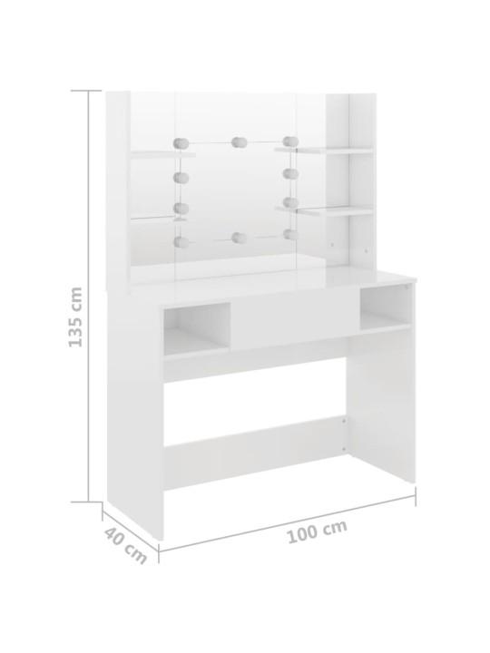 Meigilaud LED-tuledega, 100x40x135 cm, säravvalge