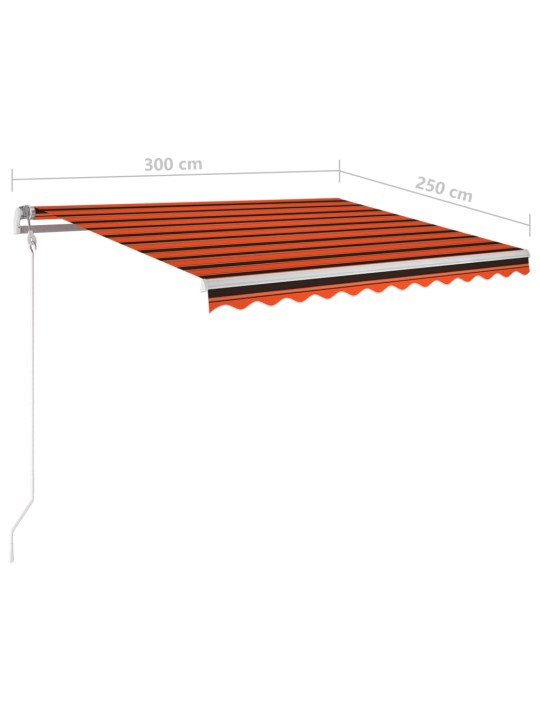 Automaatne varikatus, led, tuuleandur 300 x 250 cm oranž/pruun