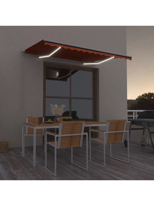 KÄSITSI SISSETÕMMATAV VARIKATUS, LED 350X250 CM, ORANŽ JA PRUUN
