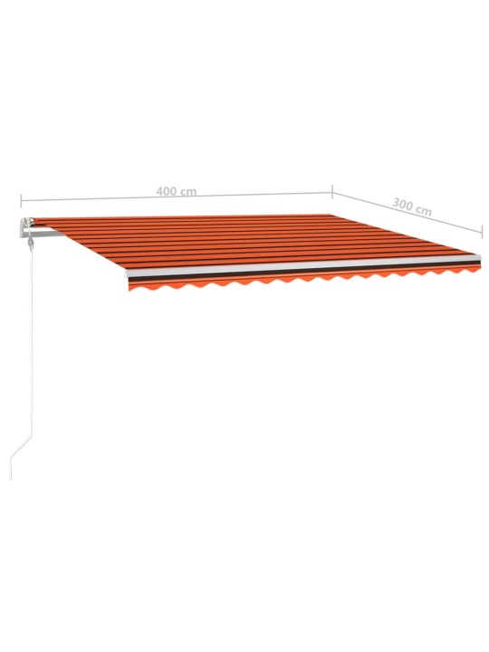 Automaatne varikatus led, tuuleandur 400x300 cm oranž/pruun