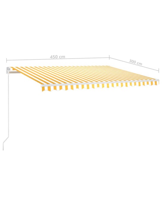 Käsitsi sissetõmmatav varikatus 450x300 cm kollane, valge