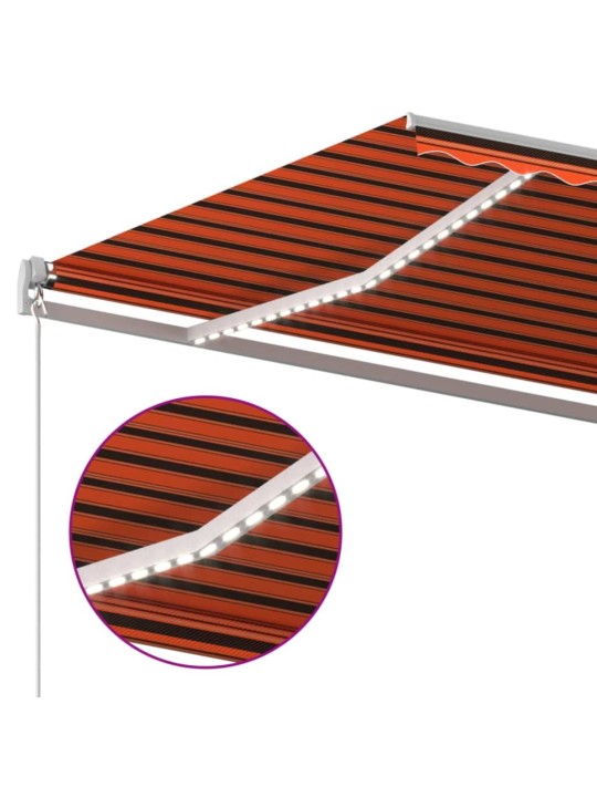 KÄSITSI SISSETÕMMATAV VARIKATUS, LED 450X300 CM, ORANŽ JA PRUUN