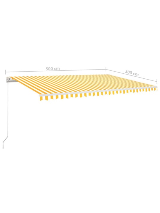 Käsitsi sissetõmmatav varikatus, 500 x 300 cm kollane, valge